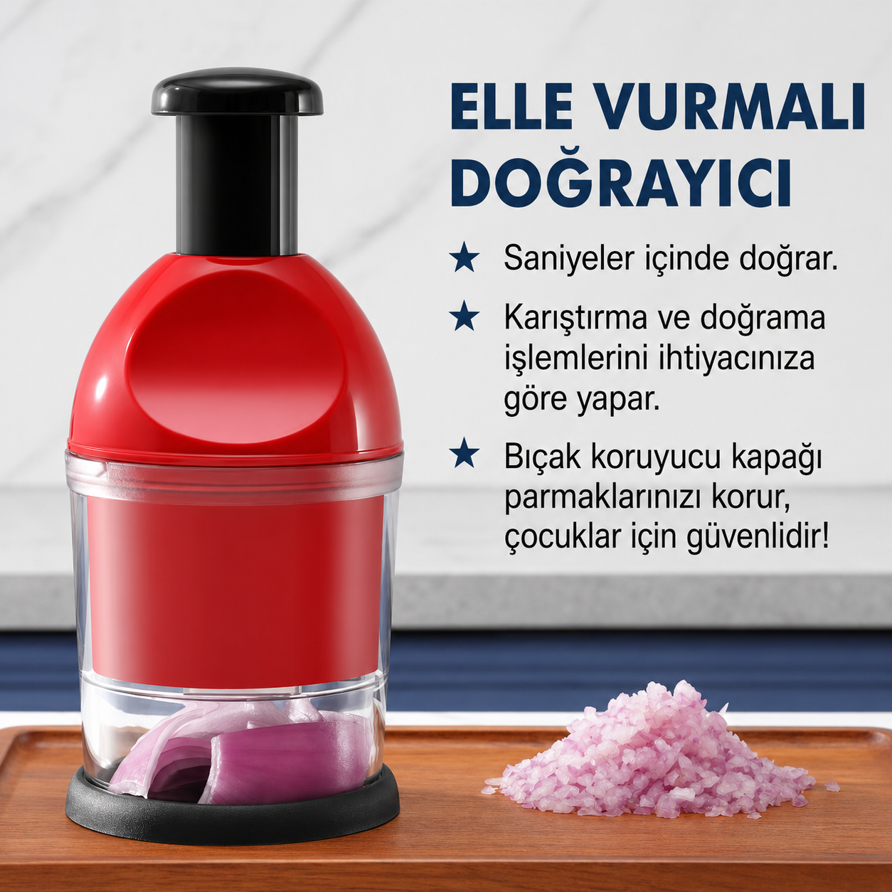 Elle Vurmalı Pratik Sebze & Meyve Doğrayıcı